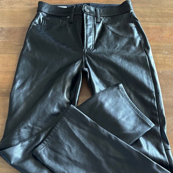 Gap Vintage Slim High Rise Faux Leather Pants Black Women’s Size 26/2r Straight - Picture 1 of 9